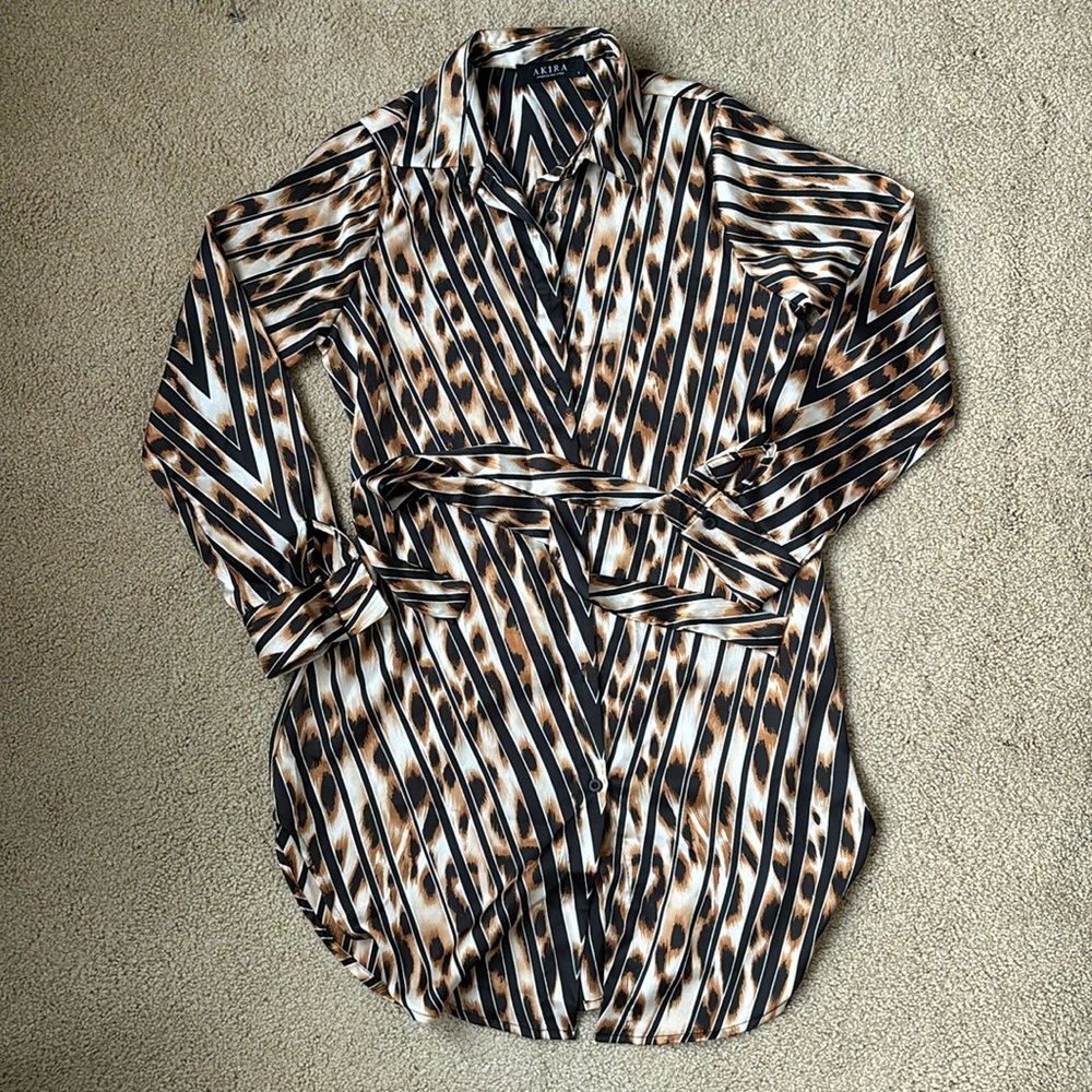 Button down leapord dress